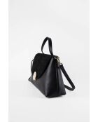 Row zwarte leren schoudertas - 28 x 20 x 10 cm