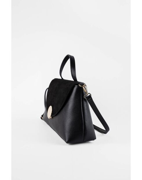 Row zwarte leren schoudertas - 28 x 20 x 10 cm