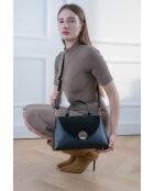 Row zwarte leren schoudertas - 28 x 20 x 10 cm