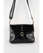 Otis zwarte leren schoudertas - 23 x 25 x 4 cm