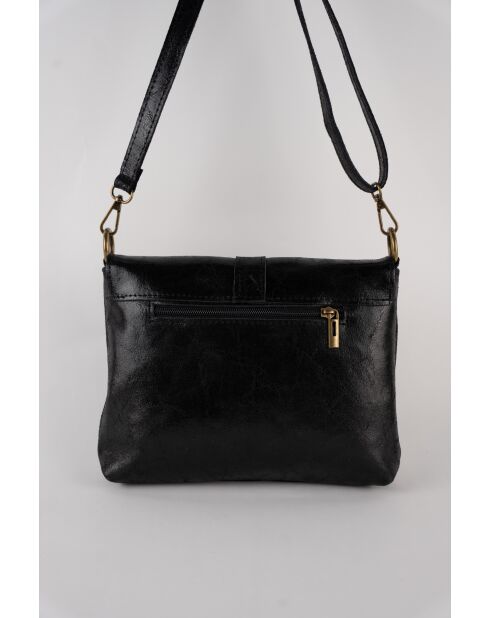 Otis zwarte leren schoudertas - 23 x 25 x 4 cm