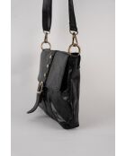 Otis zwarte leren schoudertas - 23 x 25 x 4 cm