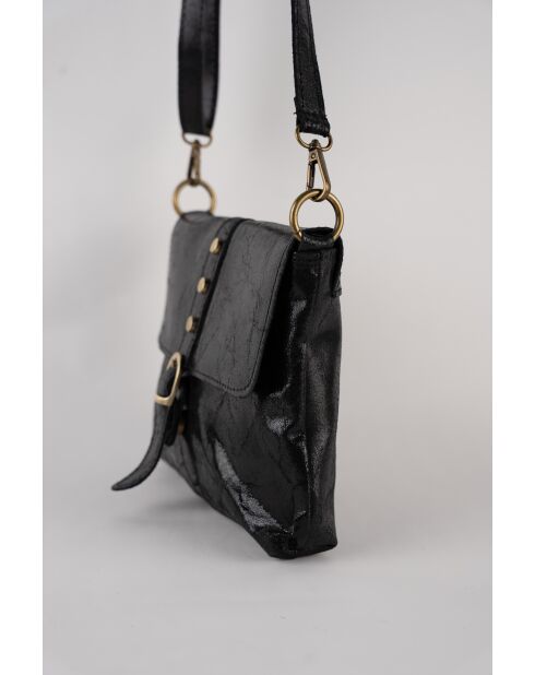 Otis zwarte leren schoudertas - 23 x 25 x 4 cm