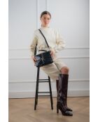 Otis zwarte leren schoudertas - 23 x 25 x 4 cm