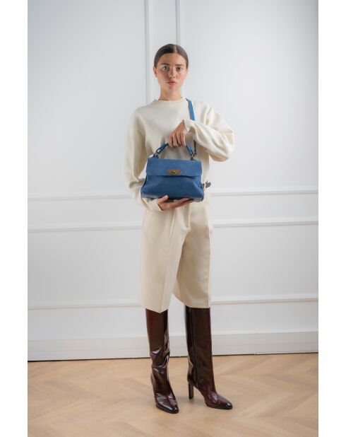 Louis blauwe leren schoudertas - 28x20x9cm