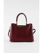 Olivia bordeauxrode leren schoudertas - 25 x 19 x 12 cm