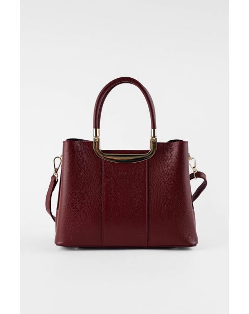 Olivia bordeauxrode leren schoudertas - 25 x 19 x 12 cm