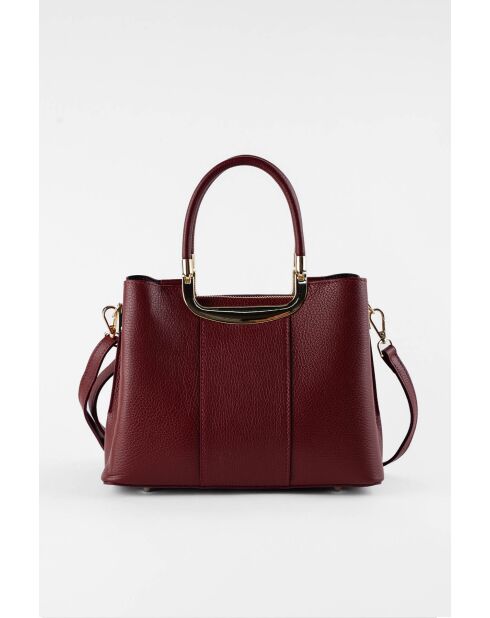 Olivia bordeauxrode leren schoudertas - 25 x 19 x 12 cm