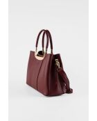 Olivia bordeauxrode leren schoudertas - 25 x 19 x 12 cm