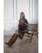 Olivia bordeauxrode leren schoudertas - 25 x 19 x 12 cm