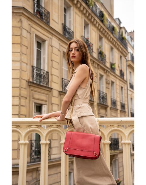 Seren rote Schultertasche aus Leder - 23,5 x 10 x 16cm