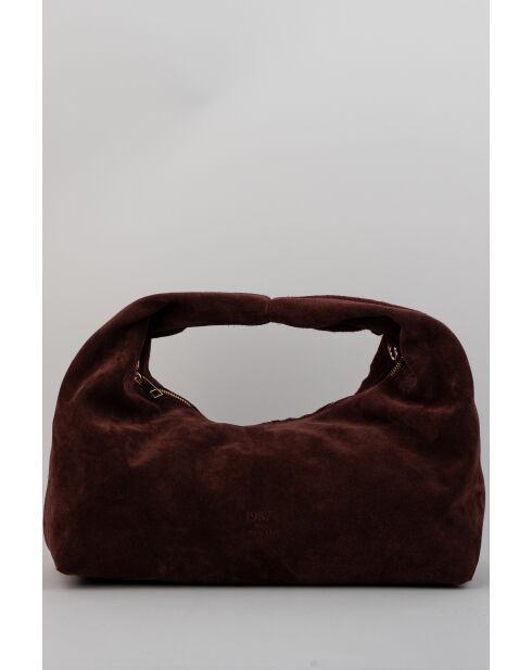 Burgundy Raze schoudertas van suède - 42 X 35 X 8 cm
