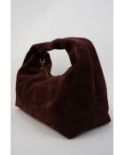 Burgundy Raze schoudertas van suède - 42 X 35 X 8 cm