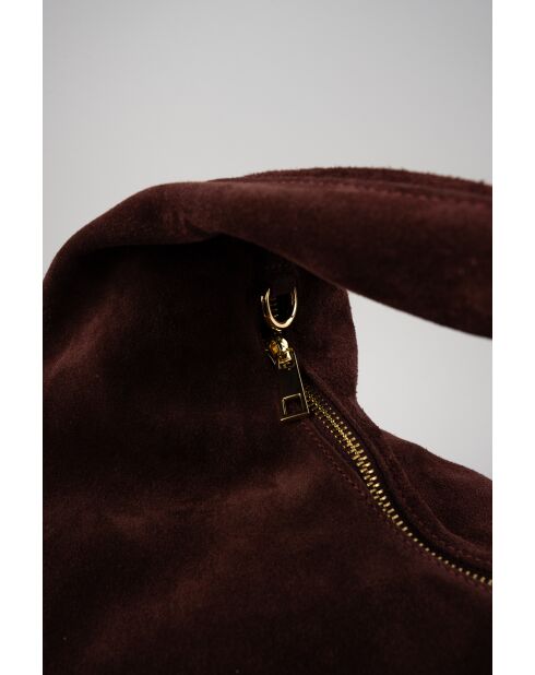 Burgundy Raze schoudertas van suède - 42 X 35 X 8 cm