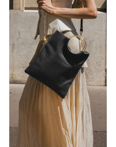 Jany handtas van mokkaleer - 29 x 31,5 x 2 cm