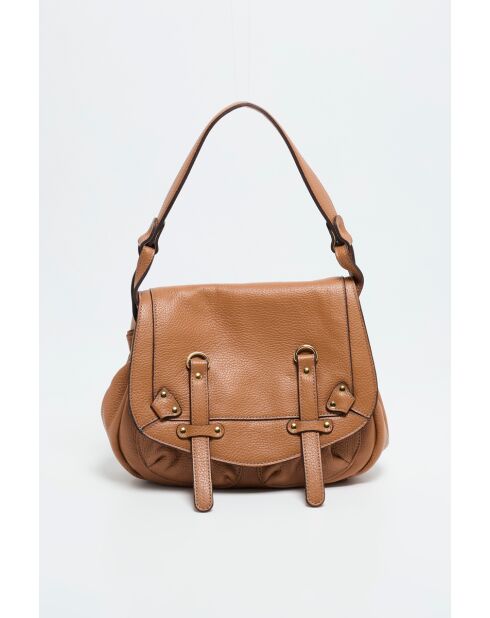 Sac à bandouliere en cuir Mini Jamily camel - 25 X 22 X 7cm