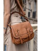 Sac à bandouliere en cuir Mini Jamily camel - 25 X 22 X 7cm