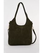 Dane groene suède schoudertas - 27 x 17 x 7 cm