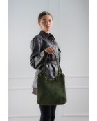 Dane groene suède schoudertas - 27 x 17 x 7 cm