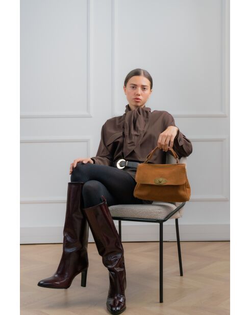 Bolso de hombro Louis de piel camel - 28x20x9cm