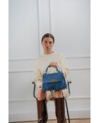 Louis Frange Schultertasche aus blauem Leder - 28x20x9cm