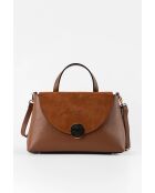 Row camel leren schoudertas - 28 x 20 x 10 cm