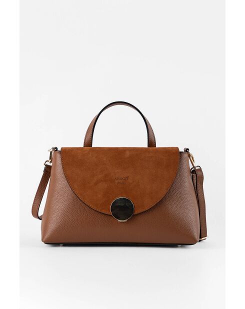 Row camel leren schoudertas - 28 x 20 x 10 cm