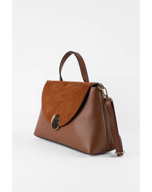 Row camel leren schoudertas - 28 x 20 x 10 cm