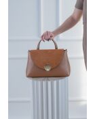 Row camel leren schoudertas - 28 x 20 x 10 cm