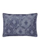 Federa stampata in raso di cotone biologico Shalimar blu marino