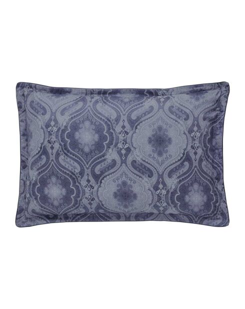 Federa stampata in raso di cotone biologico Shalimar blu marino