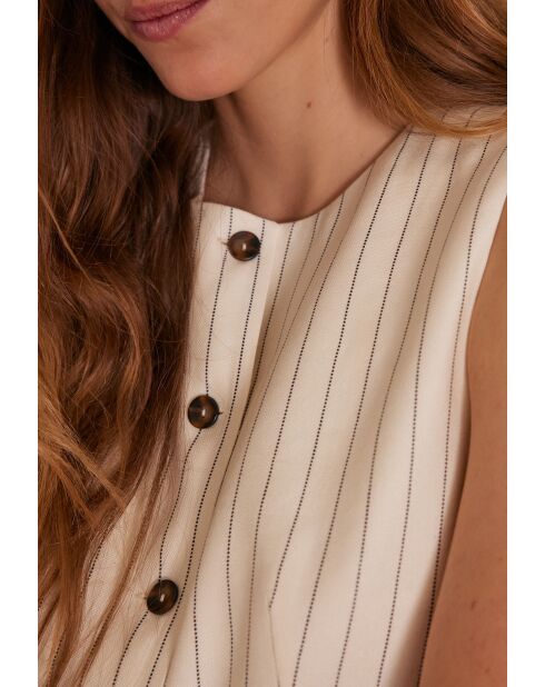 Gilet Cliff Gi raye écru