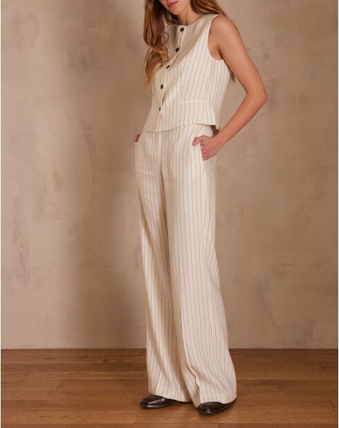 Gilet Cliff Gi raye écru