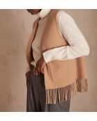 Leichte camelfarbene Weste mit Fransen von Billy Gi