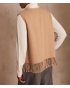 Leichte camelfarbene Weste mit Fransen von Billy Gi