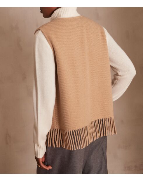 Leichte camelfarbene Weste mit Fransen von Billy Gi