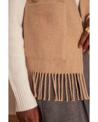 Leichte camelfarbene Weste mit Fransen von Billy Gi