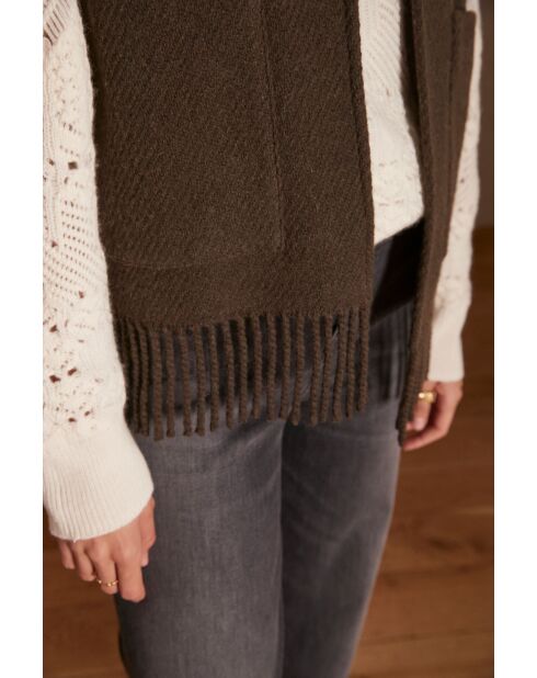 Gilet con frange cachi Billy Gi