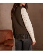 Chaleco caqui con flecos Billy Gi