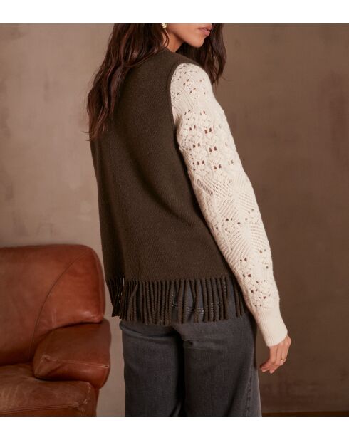 Gilet con frange cachi Billy Gi