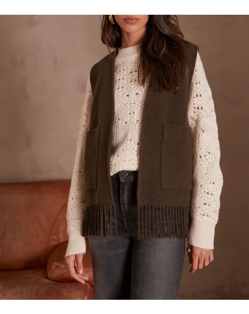 Gilet con frange cachi Billy Gi
