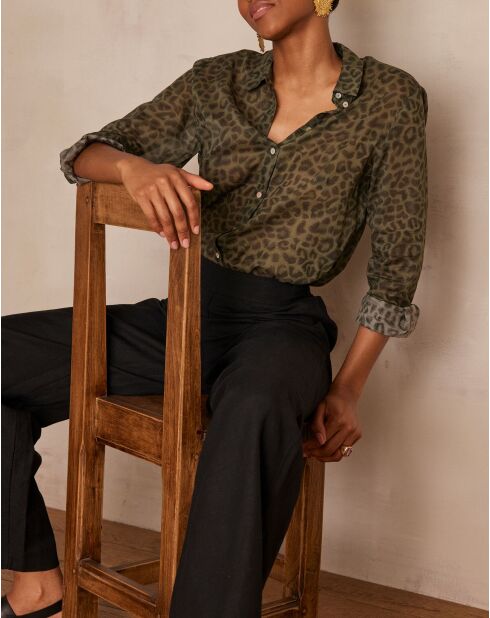 Colette Ch Imp olivgrüne Bluse aus Tierleder