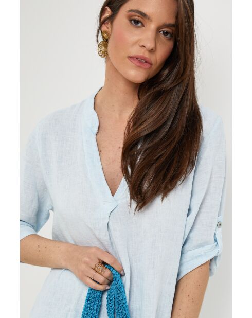 Top Maëlle 100% Lin ciel