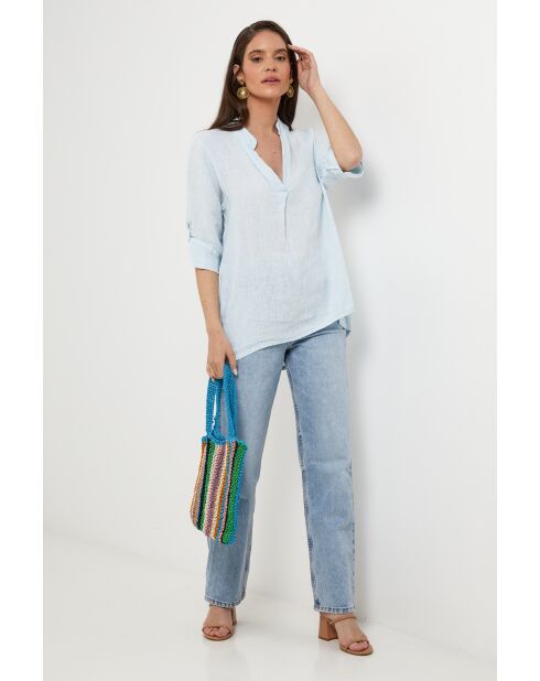 Top Maëlle 100% Lin ciel