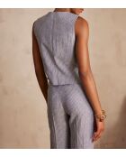 Gilet in lino a righe Cenia glacier