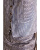 Gilet in lino a righe Cenia glacier