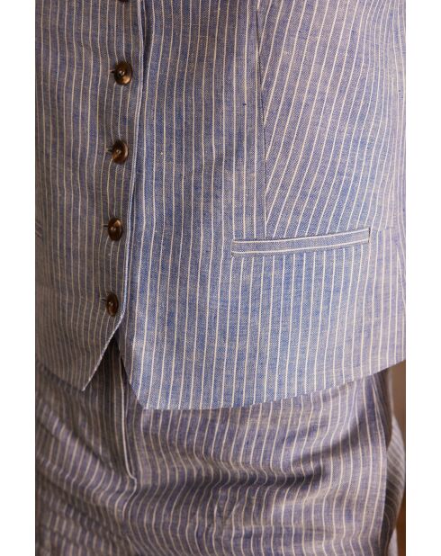 Gilet in lino a righe Cenia glacier