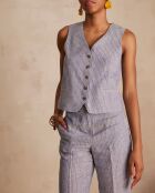 Gilet in lino a righe Cenia glacier