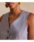 Gilet in lino a righe Cenia glacier