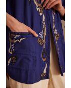 Geborduurde koningsblauwe jas Nouria B